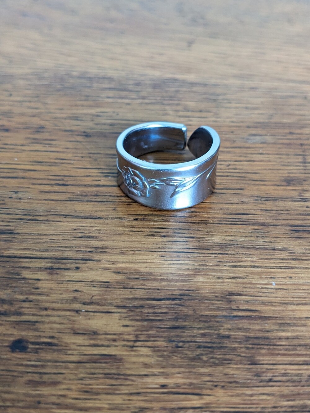 Vintage Spoon Ring Rose Motif